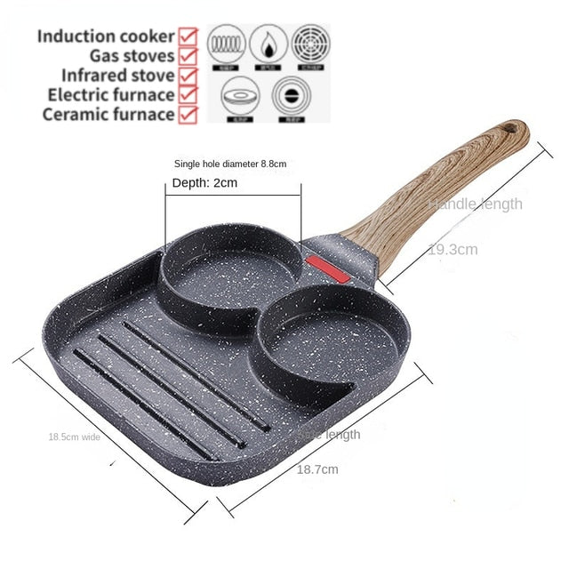 4-Hole Omelet Pan Frying Pot Thickened Non-Stick Egg Pancake Steak Cooking Pan Hamburg Bread Breakfast Maker Induction Cooker