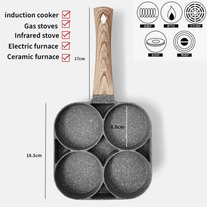 4-Hole Omelet Pan Frying Pot Thickened Non-Stick Egg Pancake Steak Cooking Pan Hamburg Bread Breakfast Maker Induction Cooker