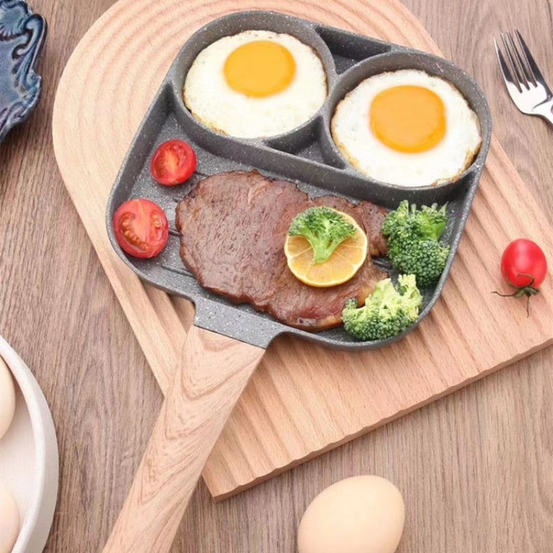 4-Hole Omelet Pan Frying Pot Thickened Non-Stick Egg Pancake Steak Cooking Pan Hamburg Bread Breakfast Maker Induction Cooker