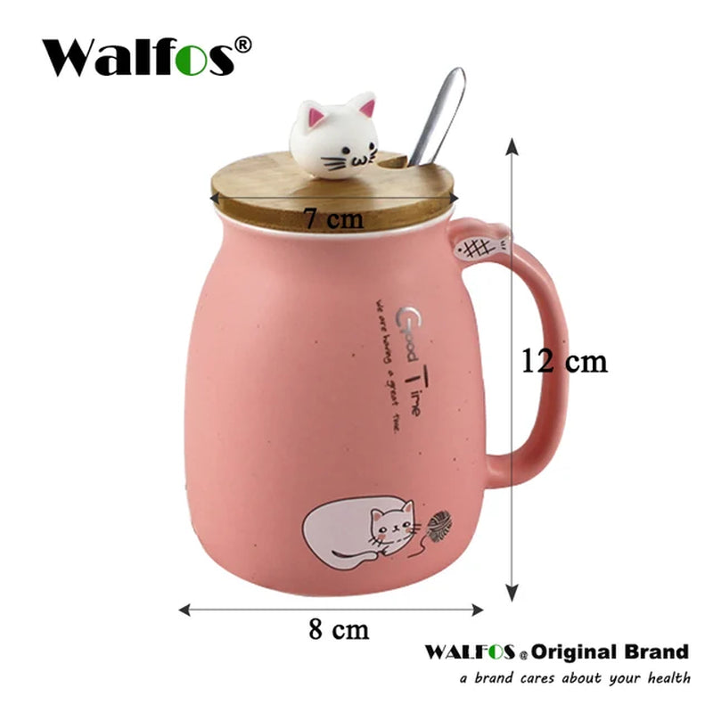 New Sesame Cat Heat-Resistant Cup Color Cartoon with Lid Cup Kitten Milk Coffee Ceramic Mug Children Cup