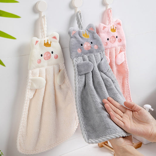 Hand Towel Household Cute Absorbent Kitchen Towel Lazy Rag Wipe Towel Solid Color Children'S Hand Towel