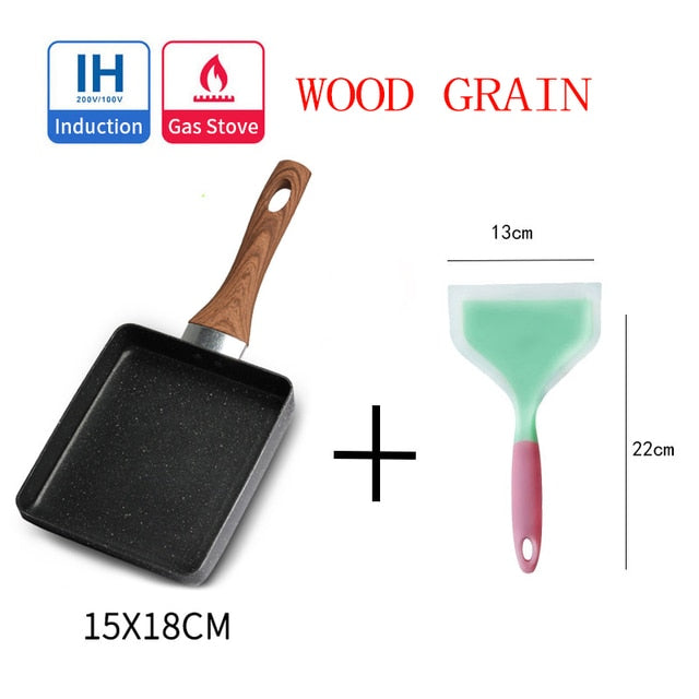 Frying Pan Tamagoyaki Omelette Black Non-Stick Pan Fry Egg Pan Pancake Kitchen Pot Use for Gas Cooker