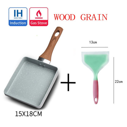 Frying Pan Tamagoyaki Omelette Black Non-Stick Pan Fry Egg Pan Pancake Kitchen Pot Use for Gas Cooker