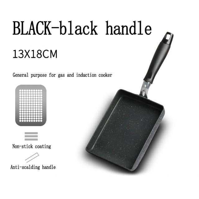 Frying Pan Tamagoyaki Omelette Black Non-Stick Pan Fry Egg Pan Pancake Kitchen Pot Use for Gas Cooker