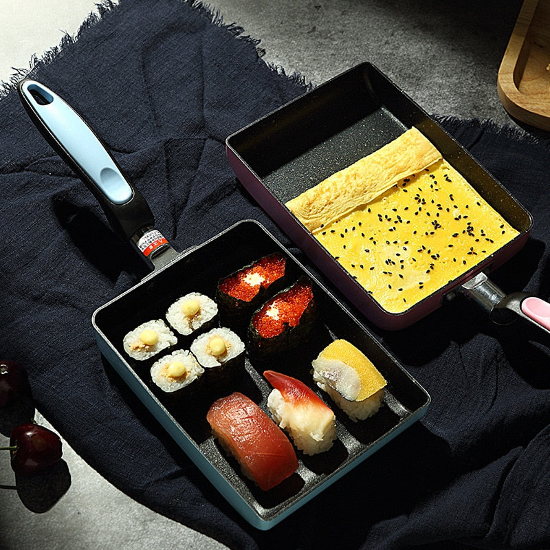 Frying Pan Tamagoyaki Omelette Black Non-Stick Pan Fry Egg Pan Pancake Kitchen Pot Use for Gas Cooker