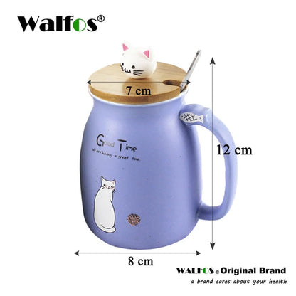 New Sesame Cat Heat-Resistant Cup Color Cartoon with Lid Cup Kitten Milk Coffee Ceramic Mug Children Cup