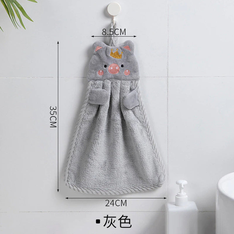 Hand Towel Household Cute Absorbent Kitchen Towel Lazy Rag Wipe Towel Solid Color Children'S Hand Towel