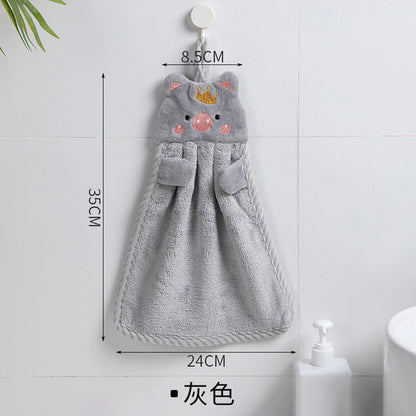 Hand Towel Household Cute Absorbent Kitchen Towel Lazy Rag Wipe Towel Solid Color Children'S Hand Towel