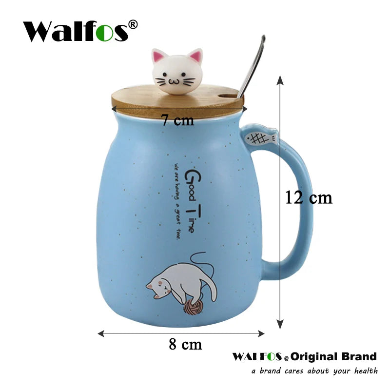 New Sesame Cat Heat-Resistant Cup Color Cartoon with Lid Cup Kitten Milk Coffee Ceramic Mug Children Cup