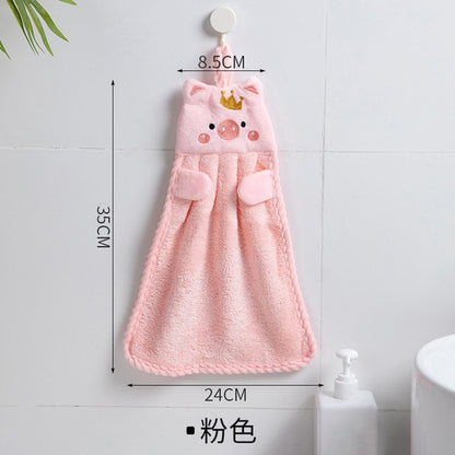 Hand Towel Household Cute Absorbent Kitchen Towel Lazy Rag Wipe Towel Solid Color Children'S Hand Towel